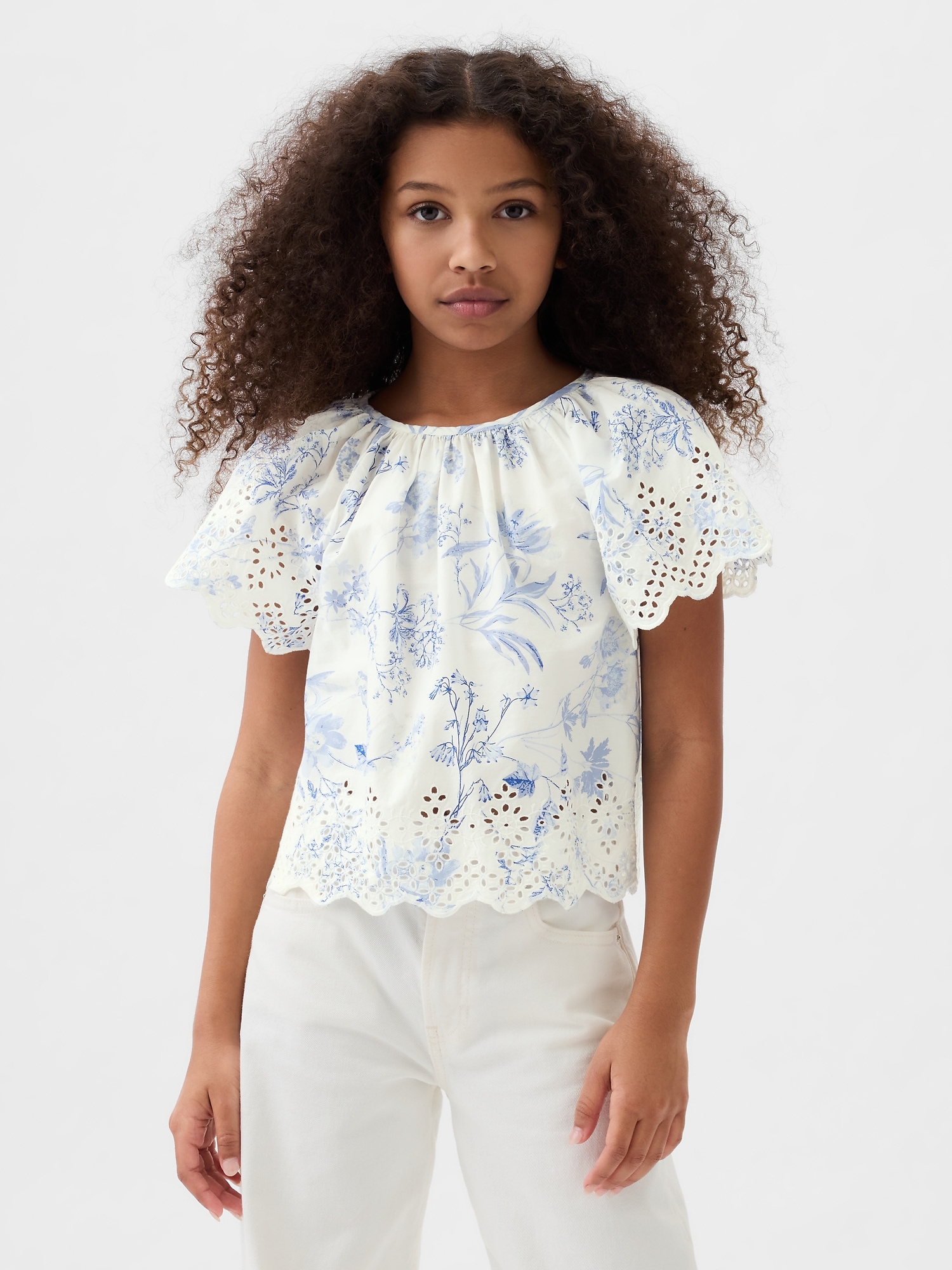 Kids Eyelet Flutter Shirt