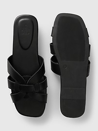 View large product image 7 of 9. Vegan Leather Cross Strap Sandals