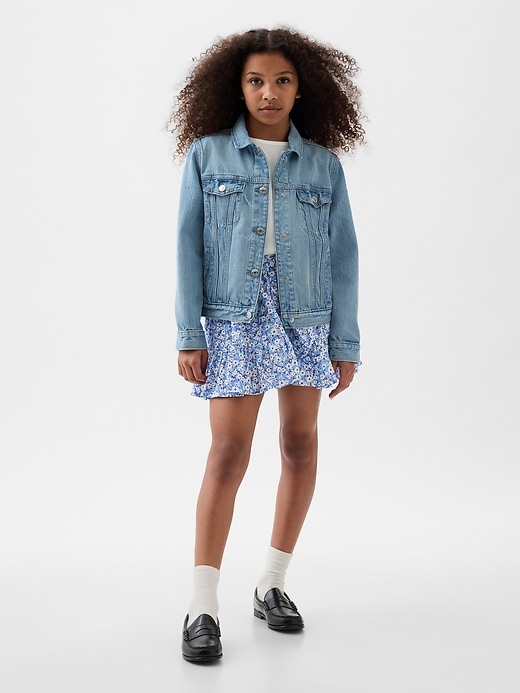 1 of 8 showing, with the color blue ditsy floral of product Kids Ruffle Skort
