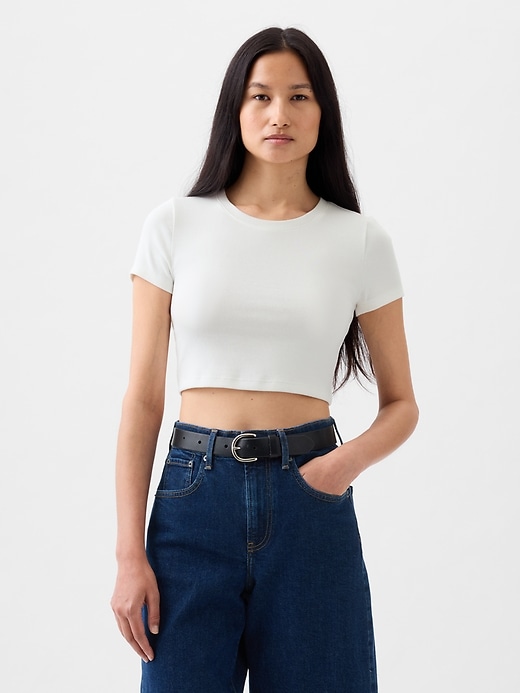 1 of 8 showing, with the color new off white of product Modern Cropped T-Shirt