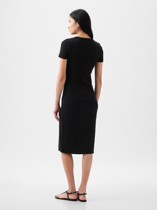 2 of 8 showing, with the color black of product Modern Rib Midi T-Shirt Dress