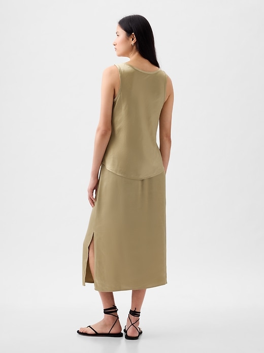 2 of 8 showing, with the color iconic khaki tan of product Satin Tank Top
