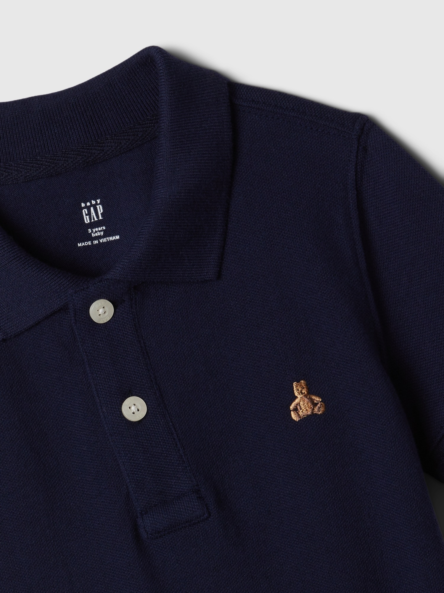 Поло Gap Pique Polo Shirt для малышей, цвет: Тёмный ночной синий — фото 3
