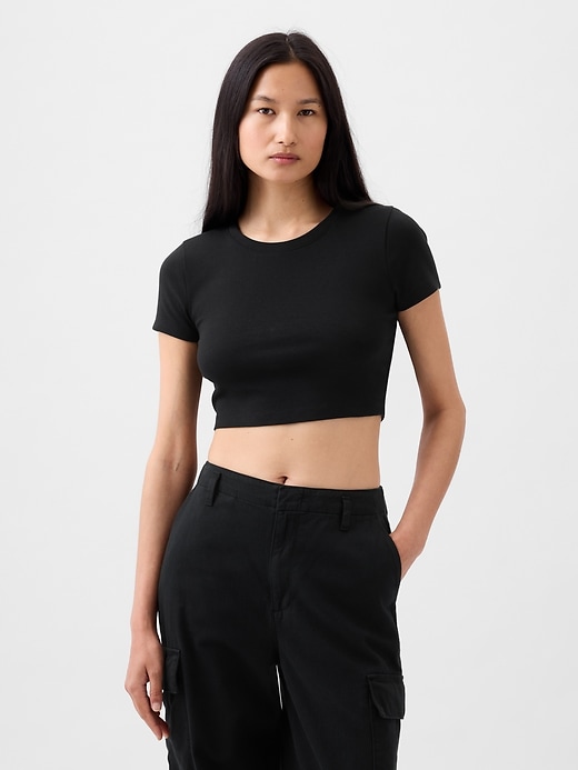 1 of 8 showing, with the color black of product Modern Cropped T-Shirt