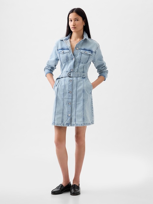 Image number 3 showing, Belted Denim Mini Dress