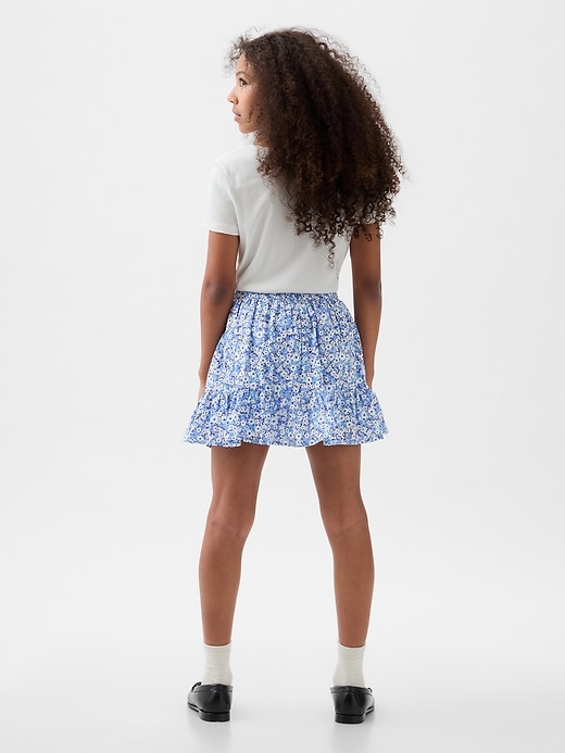 2 of 8 showing, with the color blue ditsy floral of product Kids Ruffle Skort