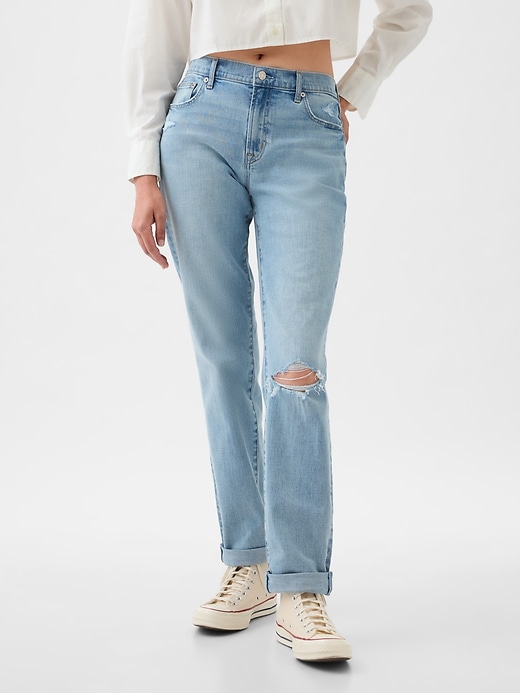 Image number 2 showing, Mid Rise Girlfriend Jeans