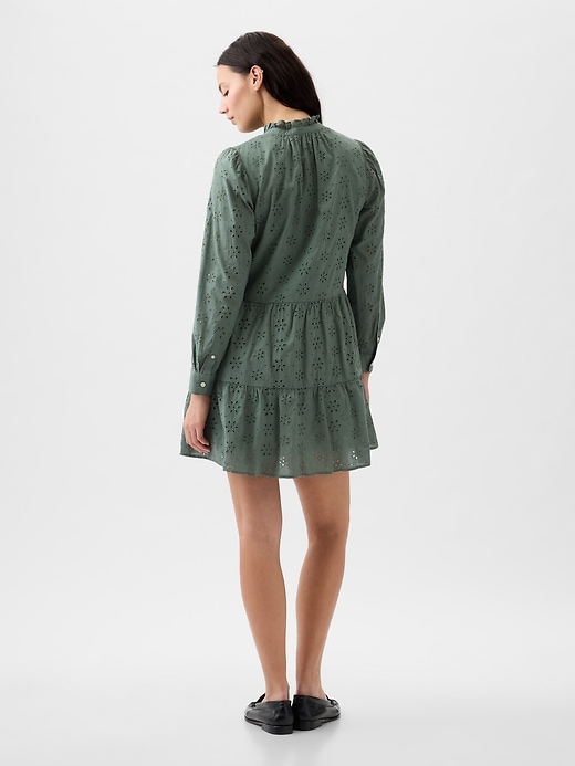 Image number 6 showing, Eyelet Tiered Mini Shirtdress