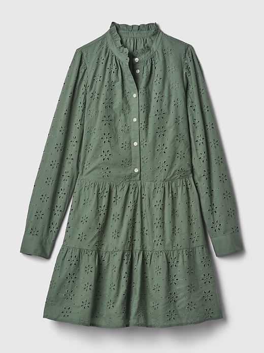 Image number 7 showing, Eyelet Tiered Mini Shirtdress