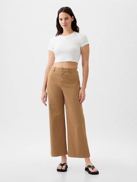 Image number 5 showing, High Stride Wide-Leg Ankle Khakis