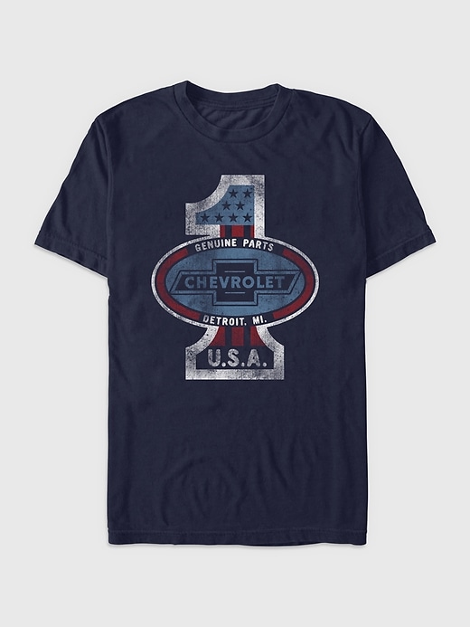 1 of 8 showing, with the color Navy of product General Motors Chevrolet Graphic Tee