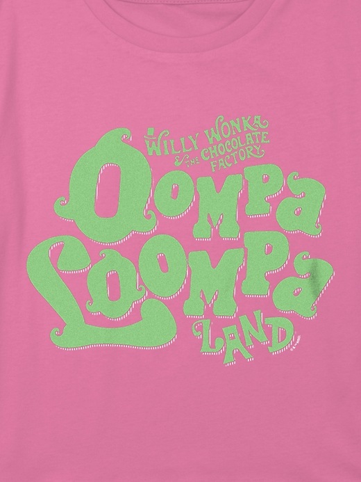 2 of 8 showing, with the color Pink of product Kids Willy Wonka Oompa Loompa Graphic Boxy Crop Tee
