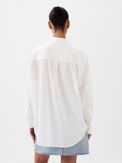 2 of 8 showing, with the color New off white of product Sheer Floral Big Shirt