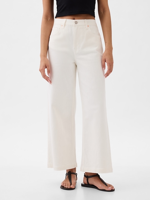 2 of 8 showing, with the color Optic white of product High Stride Wide-Leg Ankle Jeans