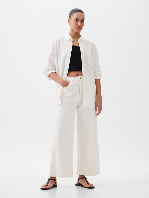 1 of 8 showing, with the color Optic white of product High Stride Wide-Leg Ankle Jeans