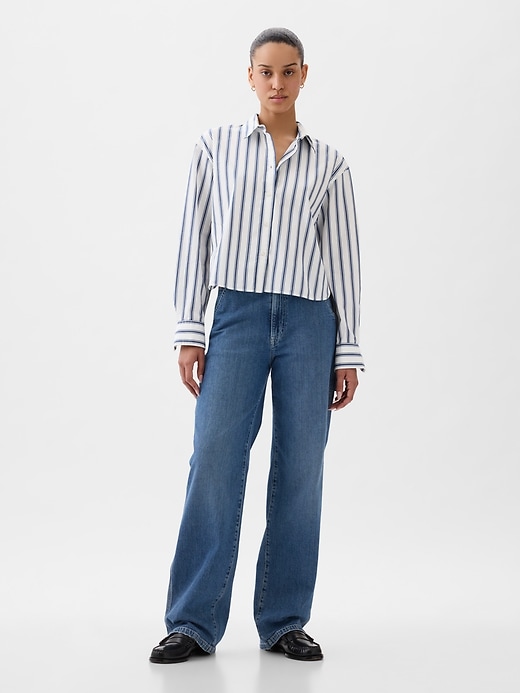 Image number 3 showing, Organic Cotton Poplin Cropped Shirt