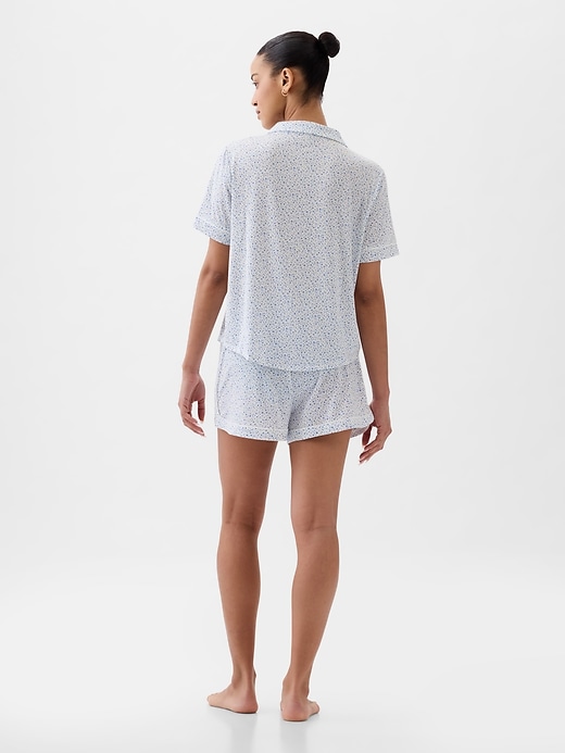 2 of 8 showing, with the color white blue floral of product Modal PJ Shorts