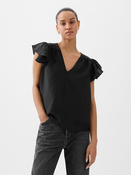 1 of 8 showing, with the color BLACK of product Flutter Sleeve Shirt