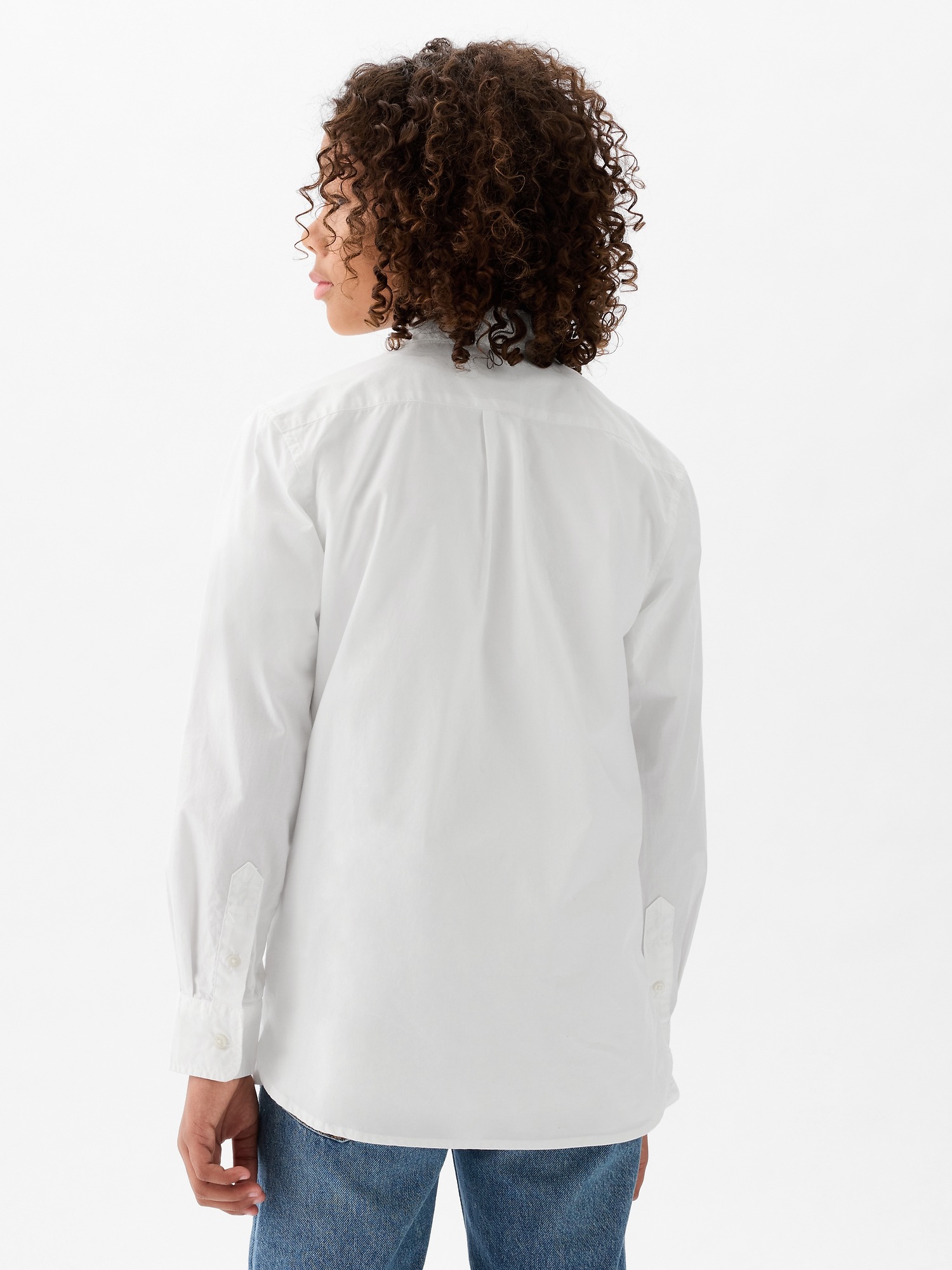Детская рубашка Gap Organic Cotton Poplin, цвет: Оптический белый — фото 2