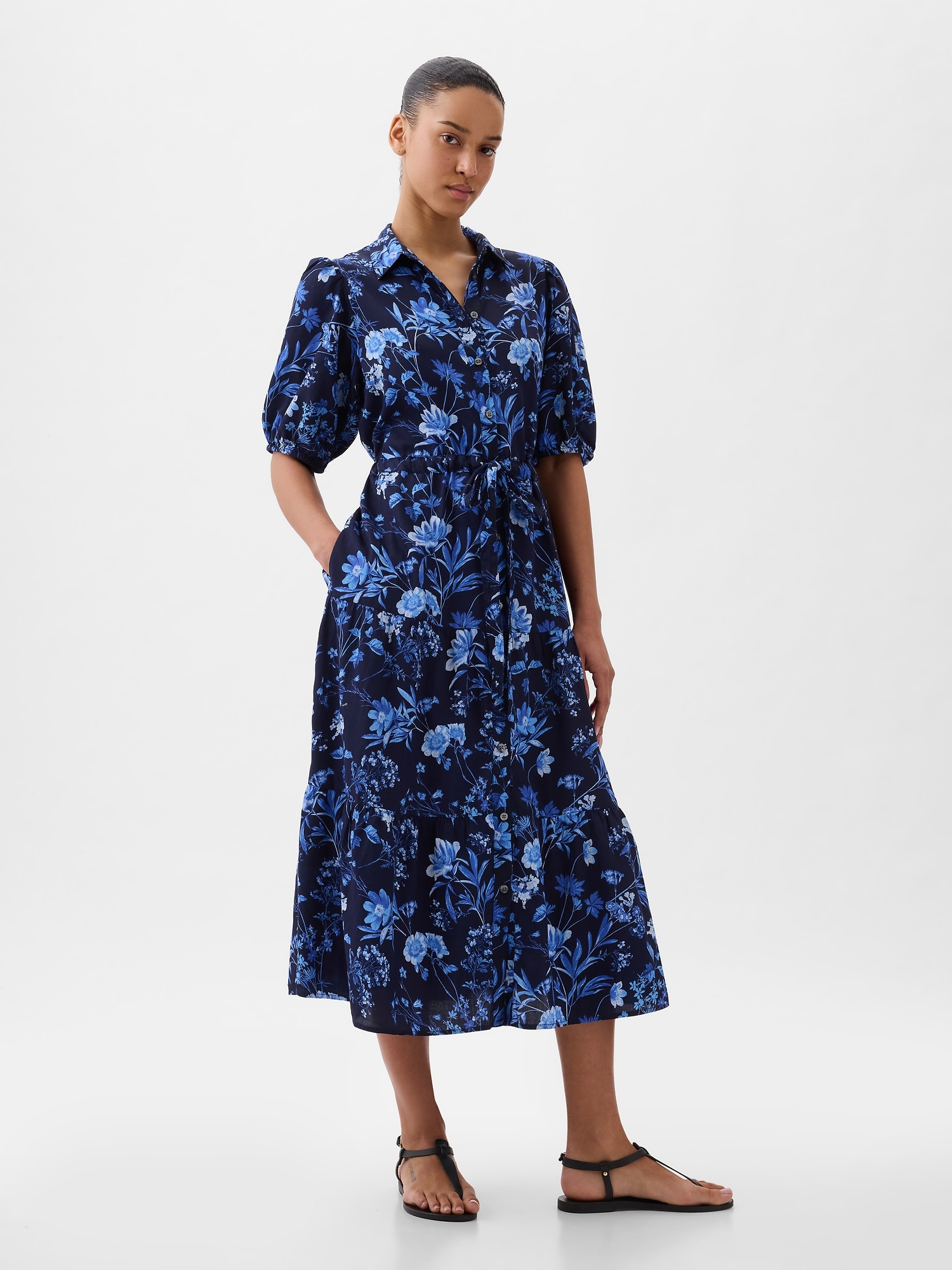 Puff Sleeve Midi Dress | Gap