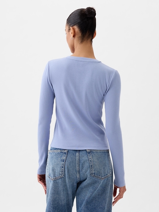 2 of 8 showing, with the color distant blue of product Modern Rib Cardigan Shirt