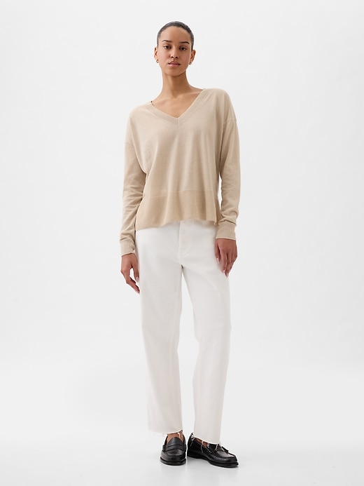 Image number 3 showing, 24/7 Split-Hem Linen-Blend Sweater