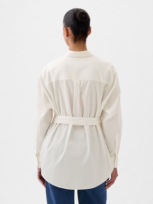 2 of 8 showing, with the color new off white of product Organic Cotton Belted Big Shirt