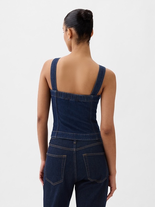 2 of 8 showing, with the color dark indigo of product Denim Corset Tank Top