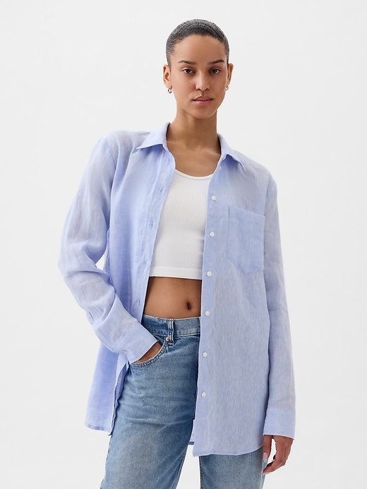 Image number 9 showing, 100% Linen Boyfriend Shirt