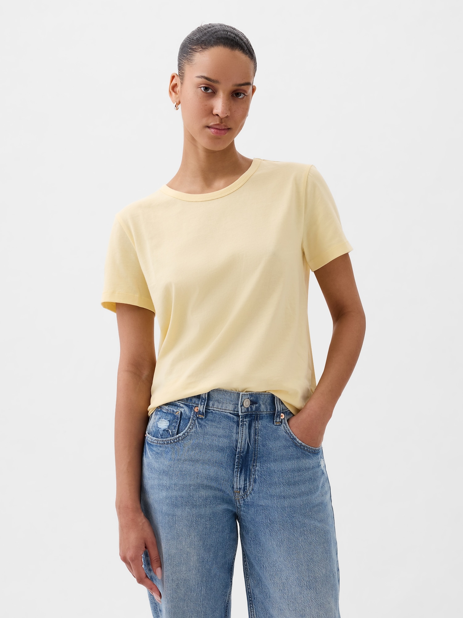 Gap Cotton Vintage Crewneck T-shirt In Maize Yellow