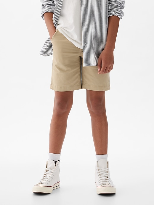 2 of 8 showing, with the color iconic khaki of product Kids Uniform Shorts
