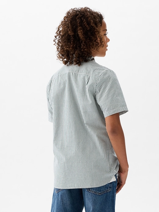 2 of 8 showing, with the color green stripe of product Kids Poplin Shirt