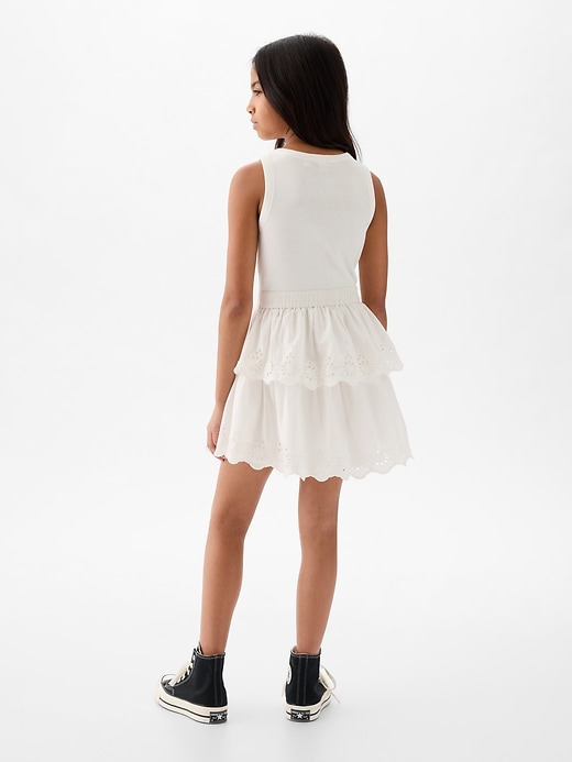 2 of 8 showing, with the color new off white of product Kids Eyelet Tiered Dress