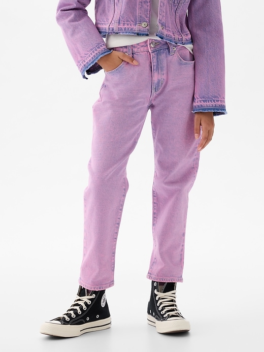 2 of 8 showing, with the color SUGAR PINK of product Kids High Rise Girlfriend Jeans