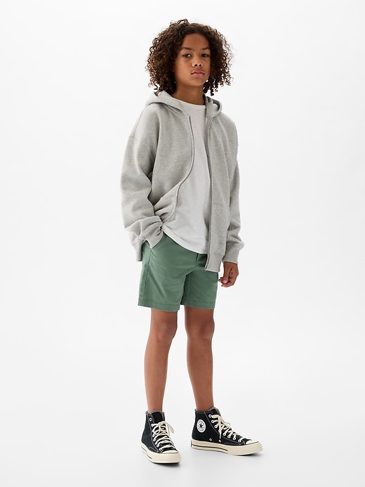 1 of 8 showing, with the color green of product Kids Twill Easy Shorts