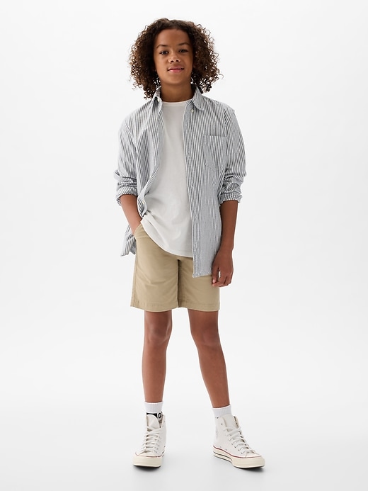 1 of 8 showing, with the color iconic khaki of product Kids Uniform Shorts