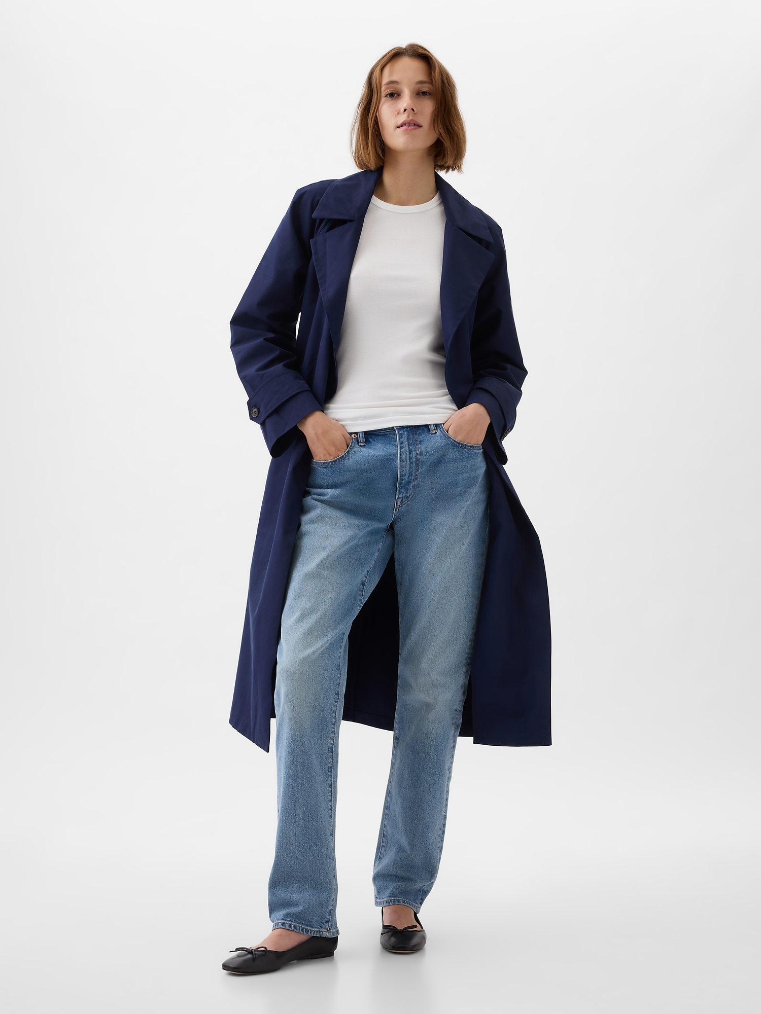 Gap Icon Trench Coat In Navy Uniform