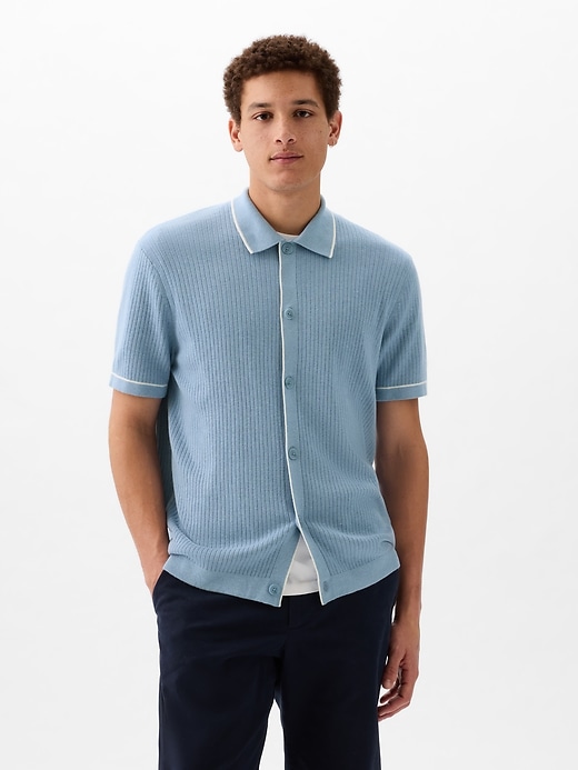 1 of 8 showing, with the color blue ridge of product Rib Sweater Shirt