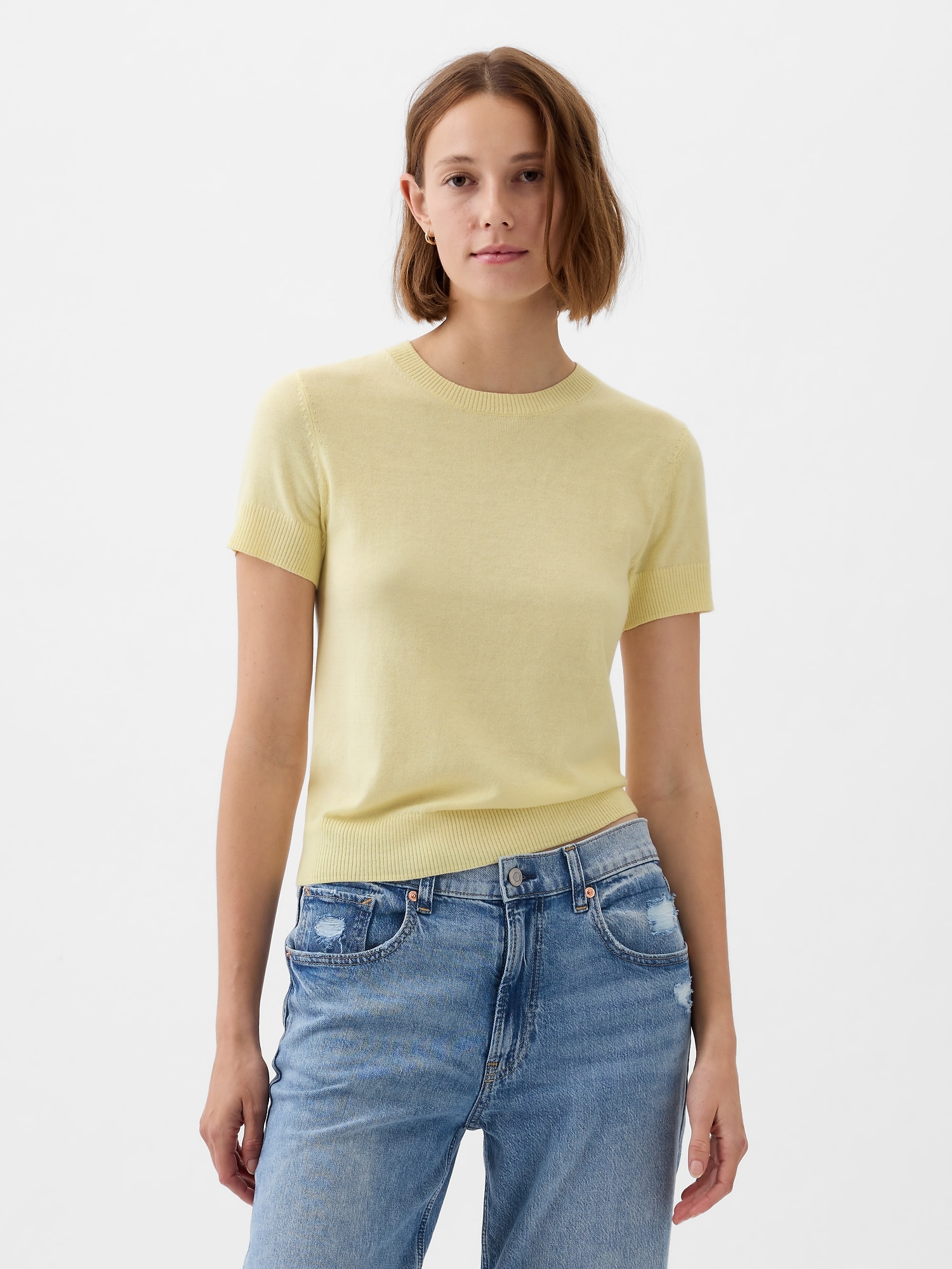 Lightweight CashSoft Cropped Sweater - Maize Yellow