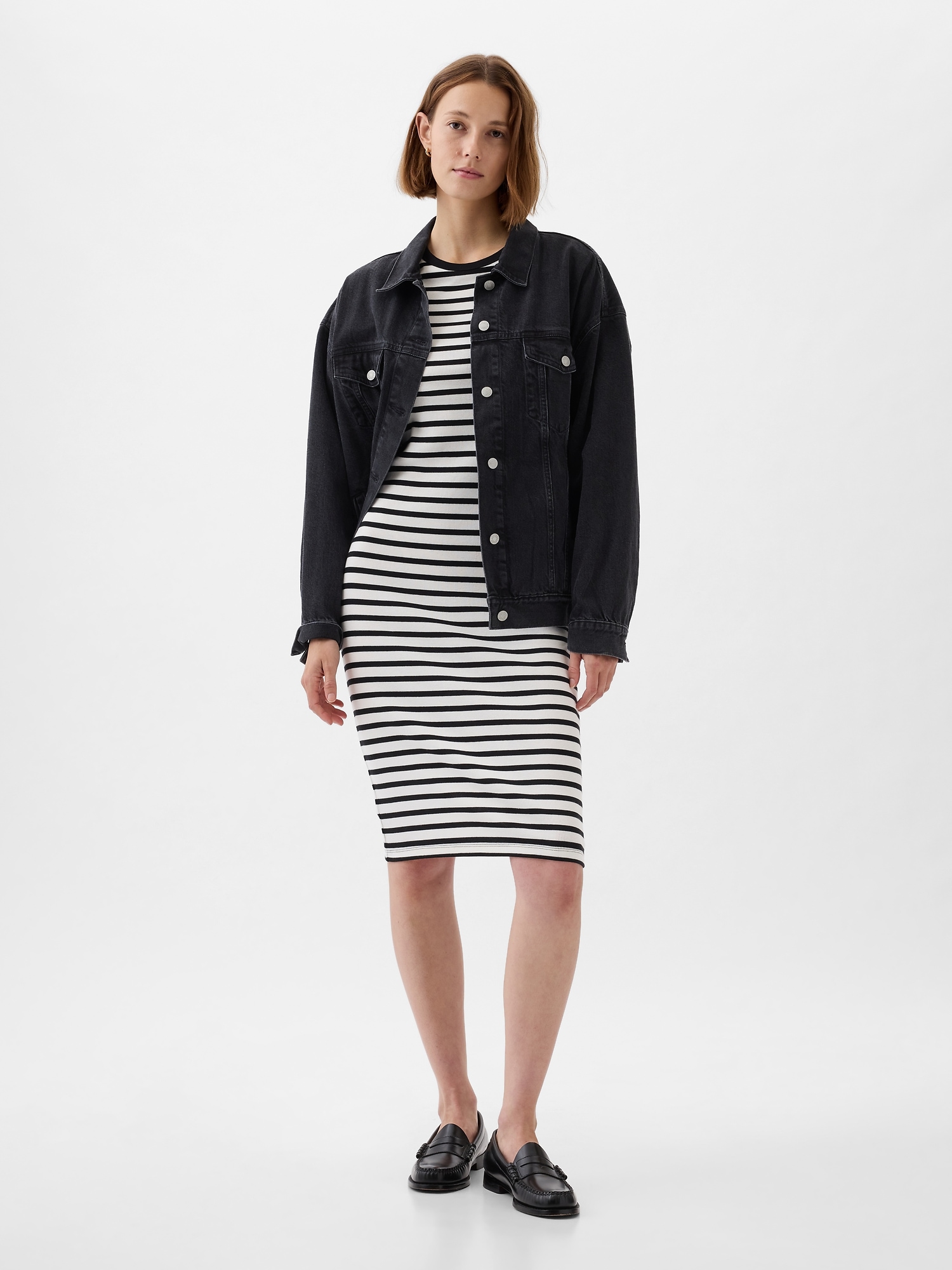 Modern Rib Midi T Shirt Dress Gap