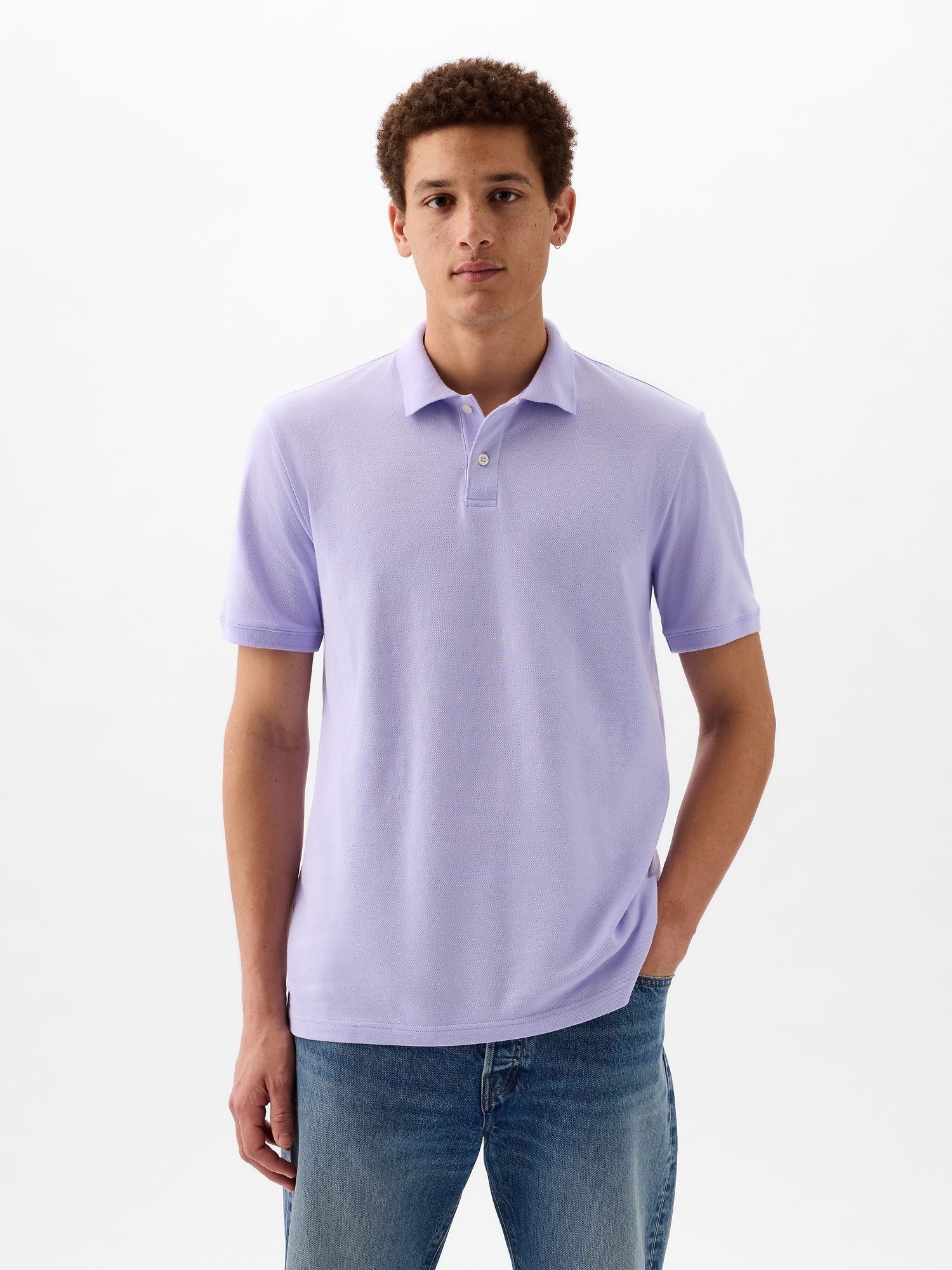 Gap Pique Polo Shirt Shirt In Fresh Lavender