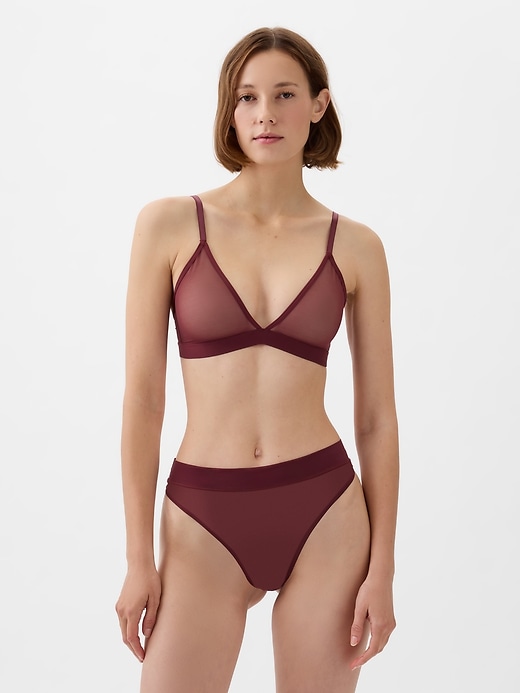 1 of 8 showing, with the color deep garnet purple red of product Sheer Mesh Bralette