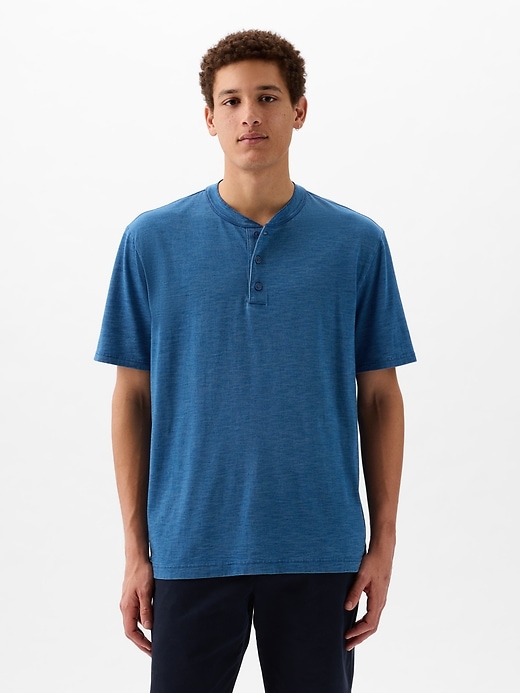 1 of 8 showing, with the color medium indigo of product Henley T-Shirt