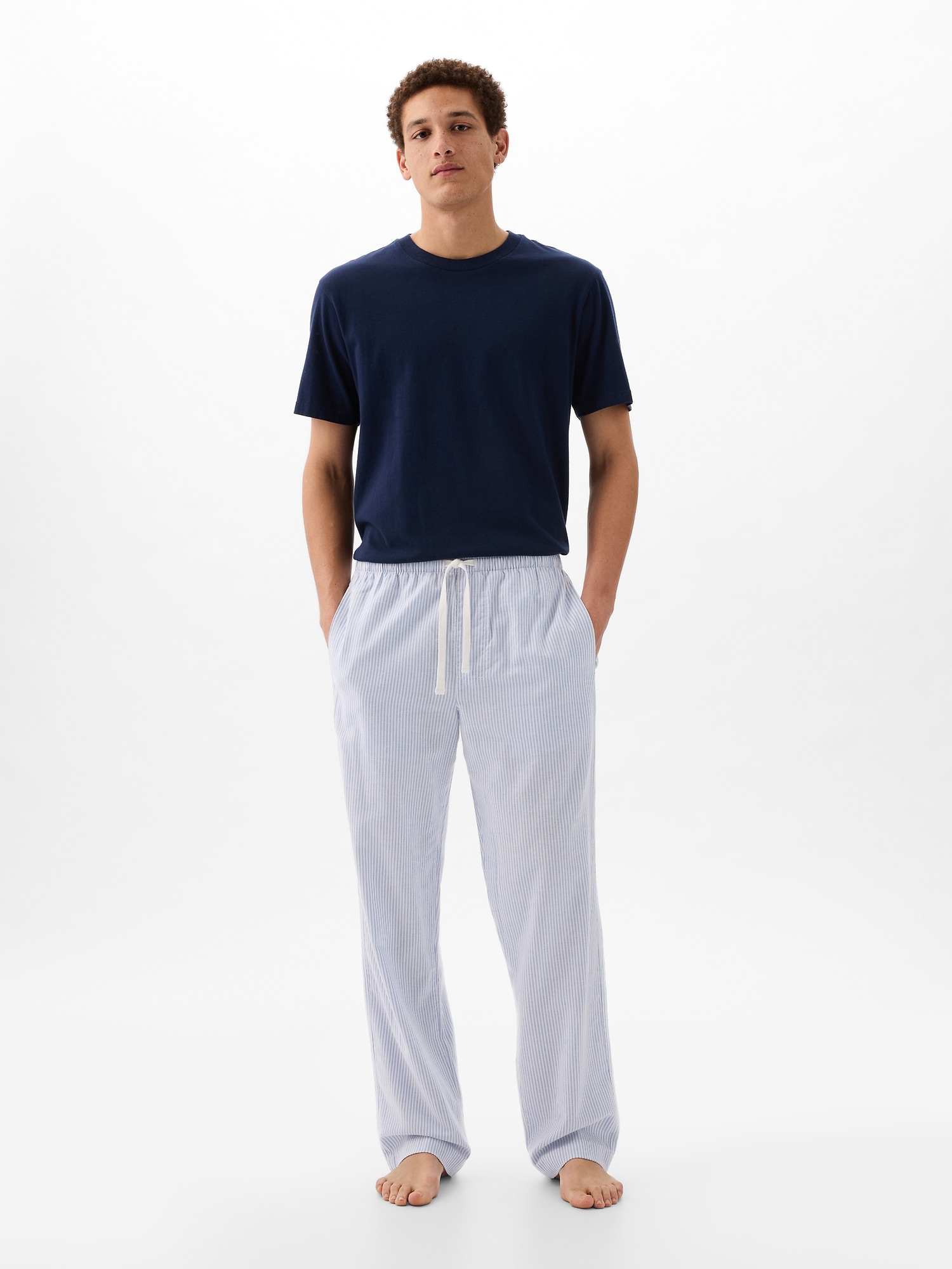 Gap Lightweight Flannel Pj Pants In Light Blue Stripe