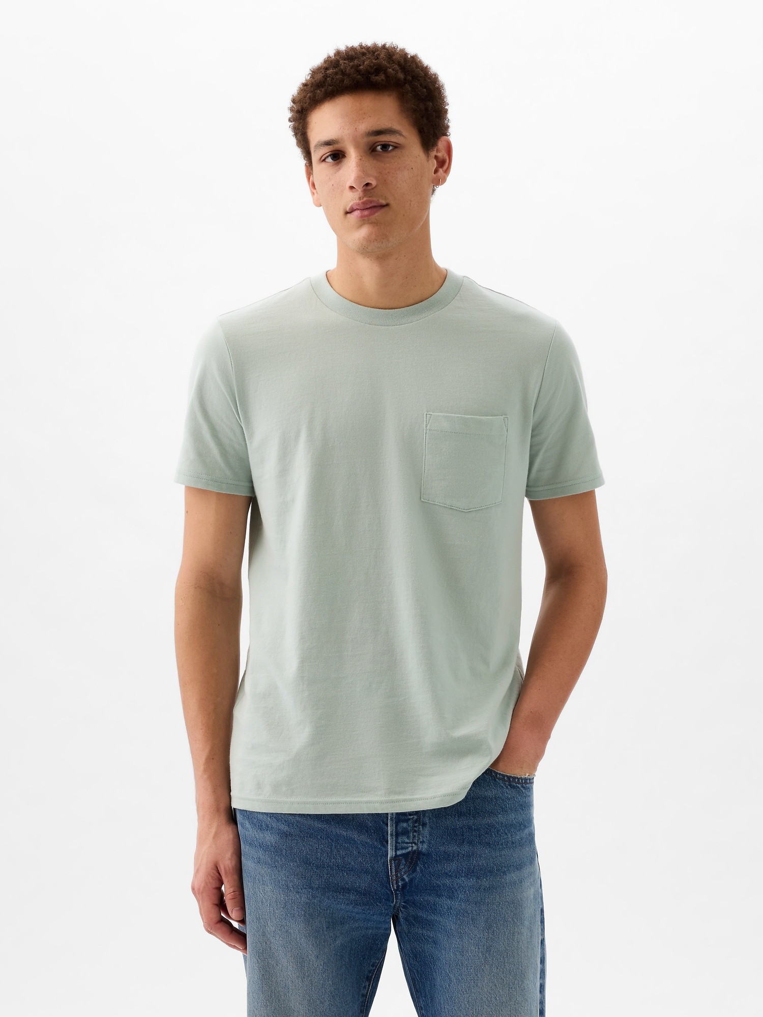 Shop Gap Organic Cotton Pocket T-shirt In Frothy Aqua