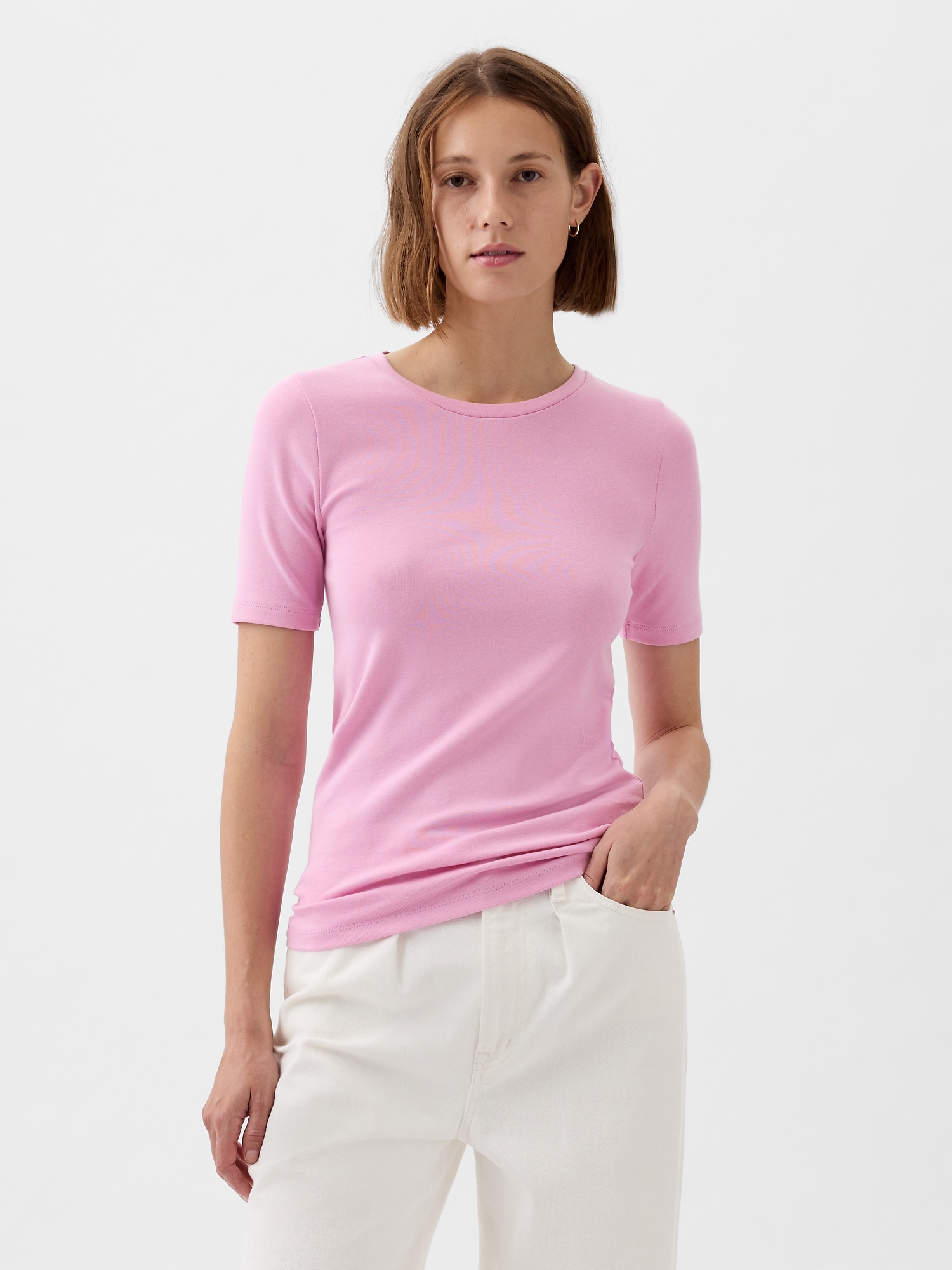 Gap Modern Crewneck T-shirt In Sugar Pink