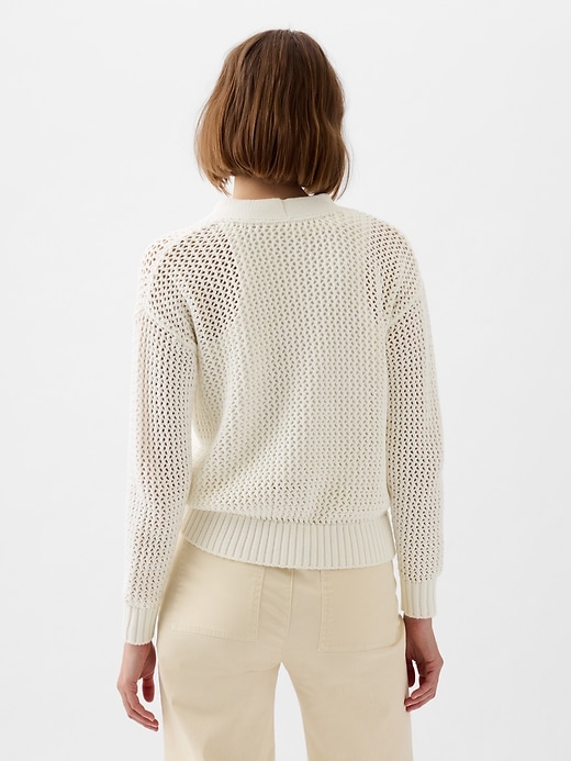 2 of 8 showing, with the color new off white of product Crochet Cardigan Sweater