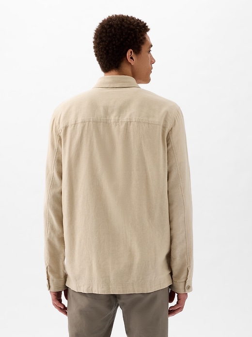 2 of 8 showing, with the color oatmeal heather of product Linen-Cotton Chore Jacket