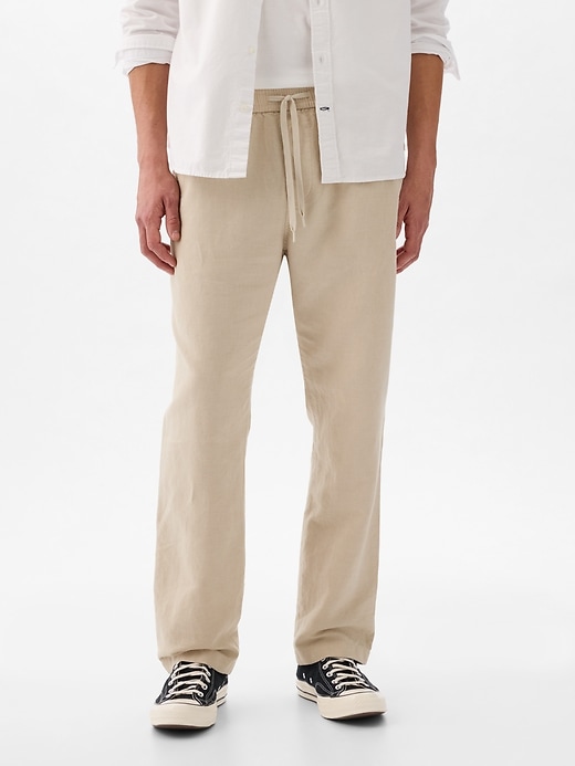 2 of 8 showing, with the color grey of product Linen-Cotton Pull-On Pants