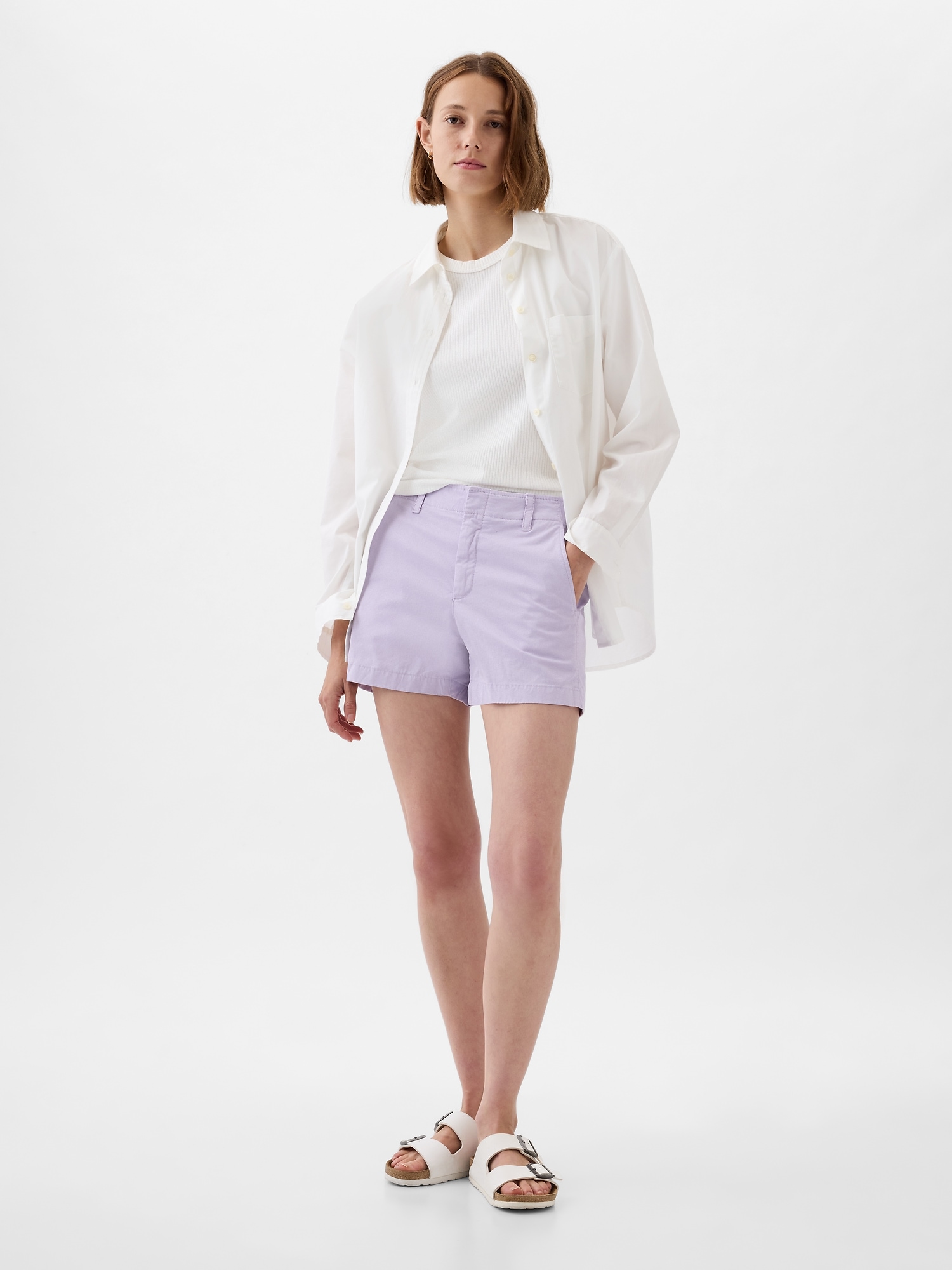 Gap 4" Downtown Khaki Shorts In Orchid Petal Purple